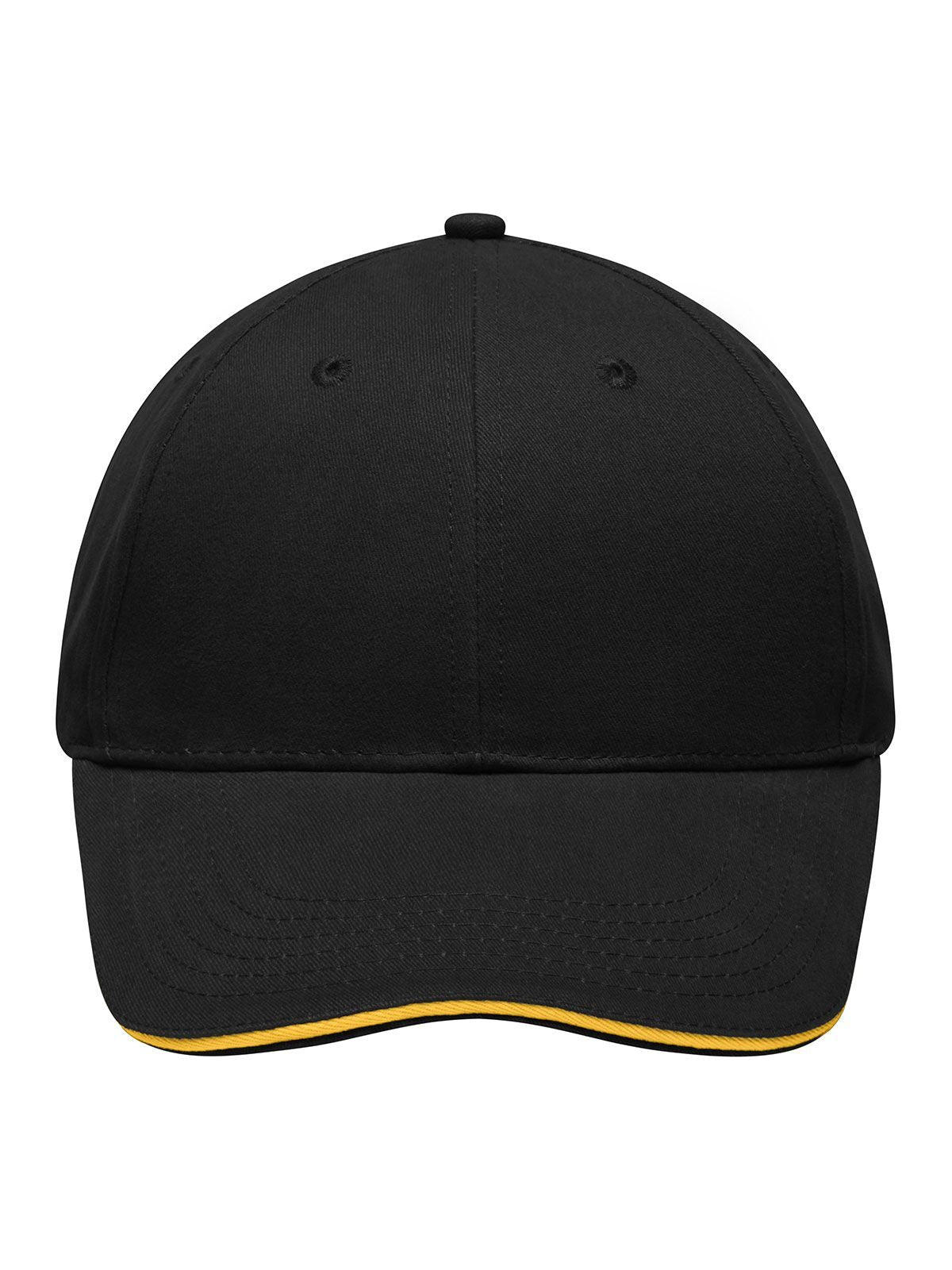 Baseball Cap Light Brushed Sandwich Cap – individuell veredelbar | LA1970 in black/gold-yellow