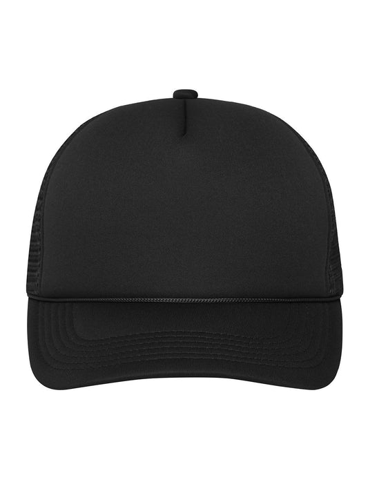 Trucker Caps 5 Panel Retro Mesh Cap Schwarz/Schwarz bestickbar und bedruckbar – LA1970