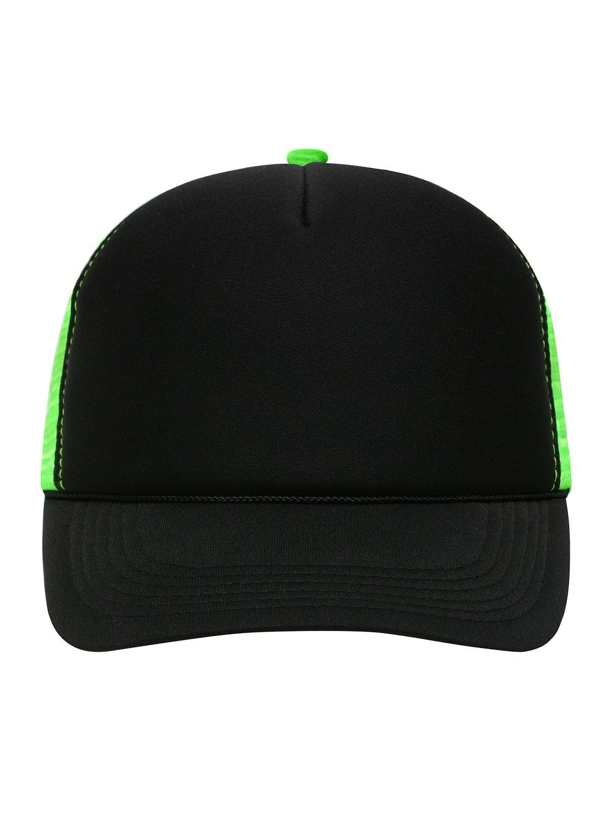 Trucker Caps 5 Panel Retro Mesh Cap Schwarz/neon-green bestickbar und bedruckbar – LA1970