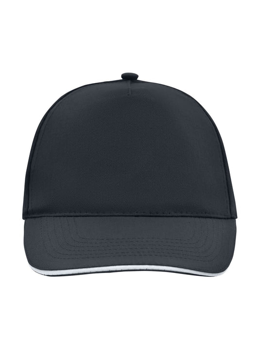 Baseball Caps 5 Panel Promo Sandwich Cap Schwarz/Weiß bestickbar und bedruckbar – LA1970