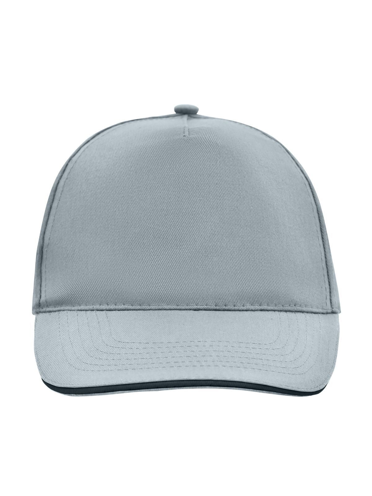Baseball Caps 5 Panel Promo Sandwich Cap light-Grau/Schwarz bestickbar und bedruckbar – LA1970