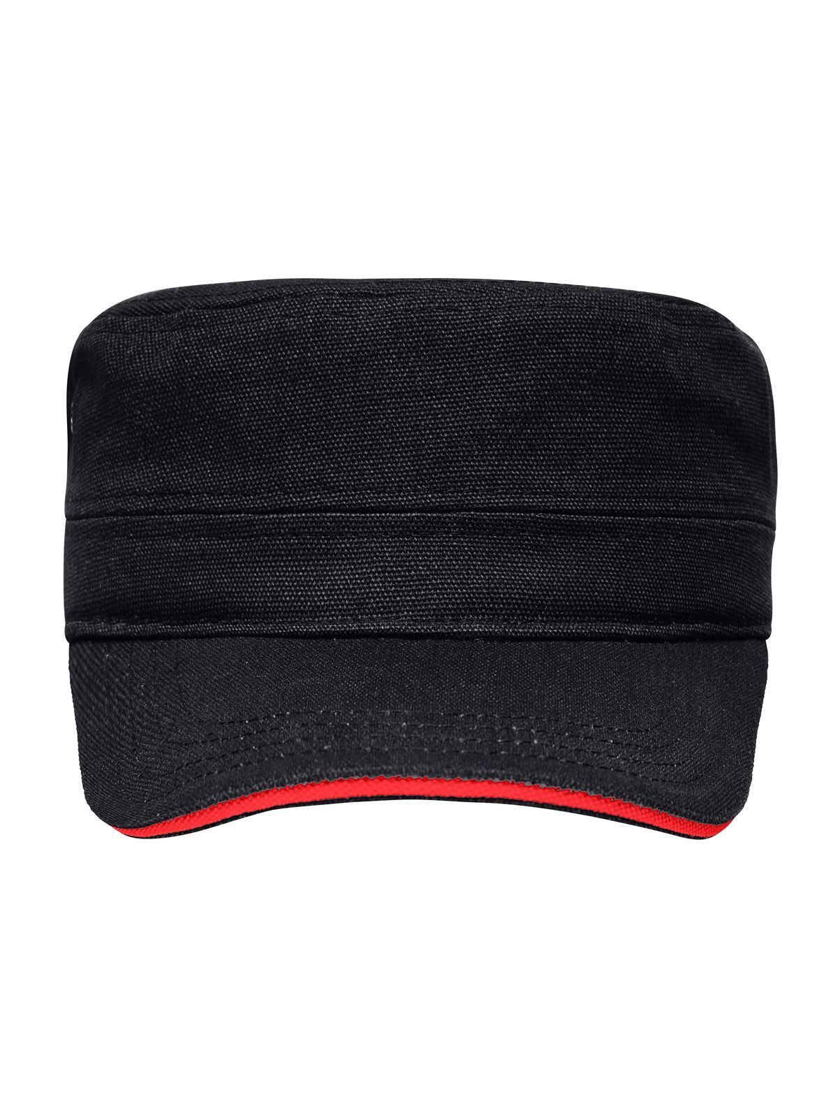 Baseball Caps Military Sandwich Cap Schwarz/Rot bestickbar und bedruckbar – LA1970