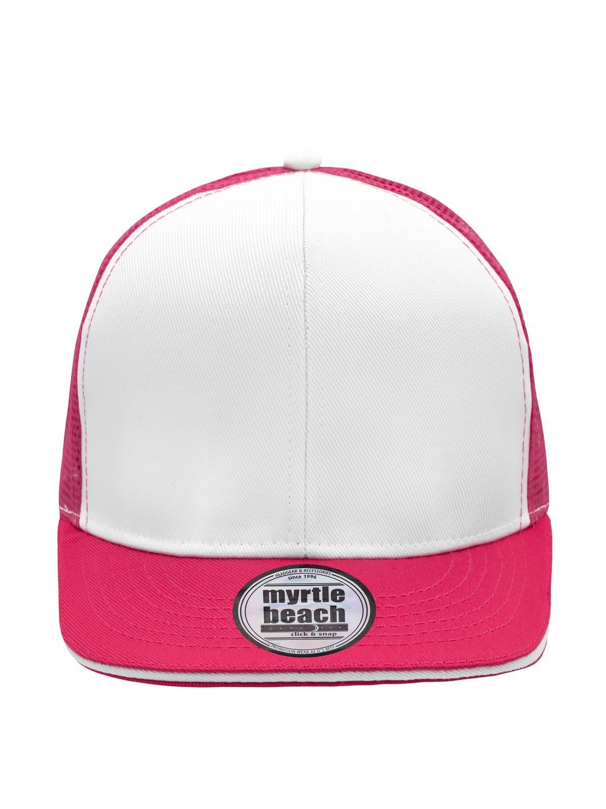 Trucker Caps Pro Cap Mesh 6 Panel Weiß/magenta bestickbar und bedruckbar – LA1970