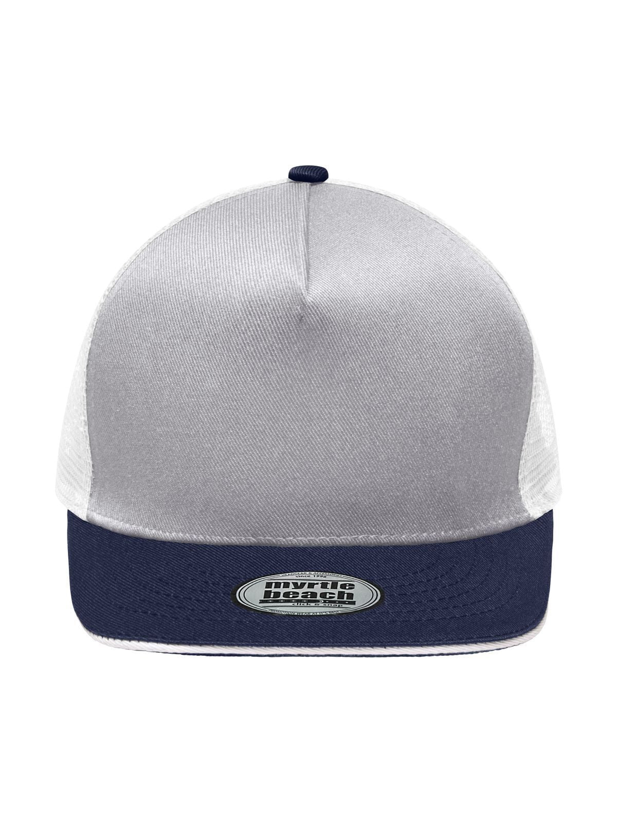 Trucker Caps Pro Cap Mesh 5 Panel light-Grau/Marineblau bestickbar und bedruckbar – LA1970