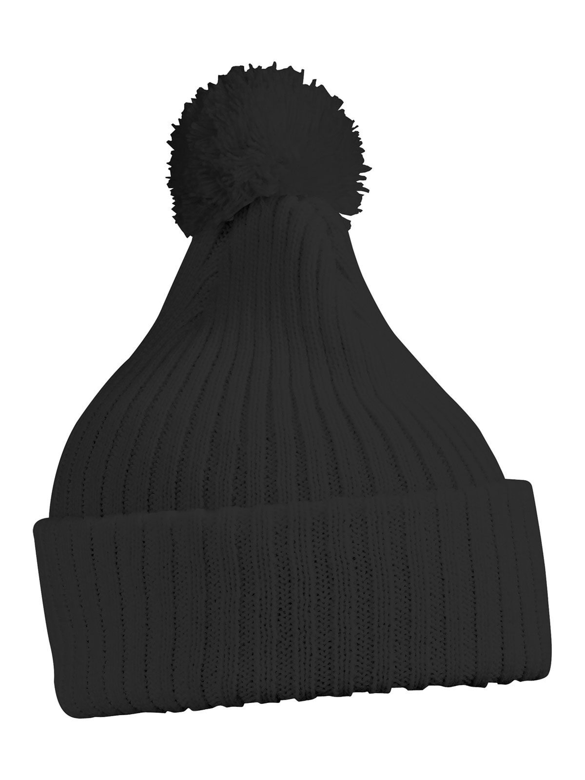 Beanies Knitted Cap with Pompon Schwarz bestickbar und bedruckbar – LA1970