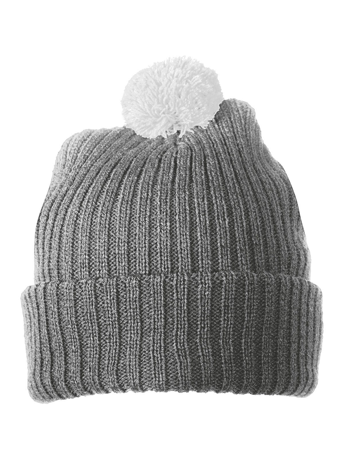 Beanies Knitted Cap with Pompon dark-Grau/light-Grau bestickbar und bedruckbar – LA1970