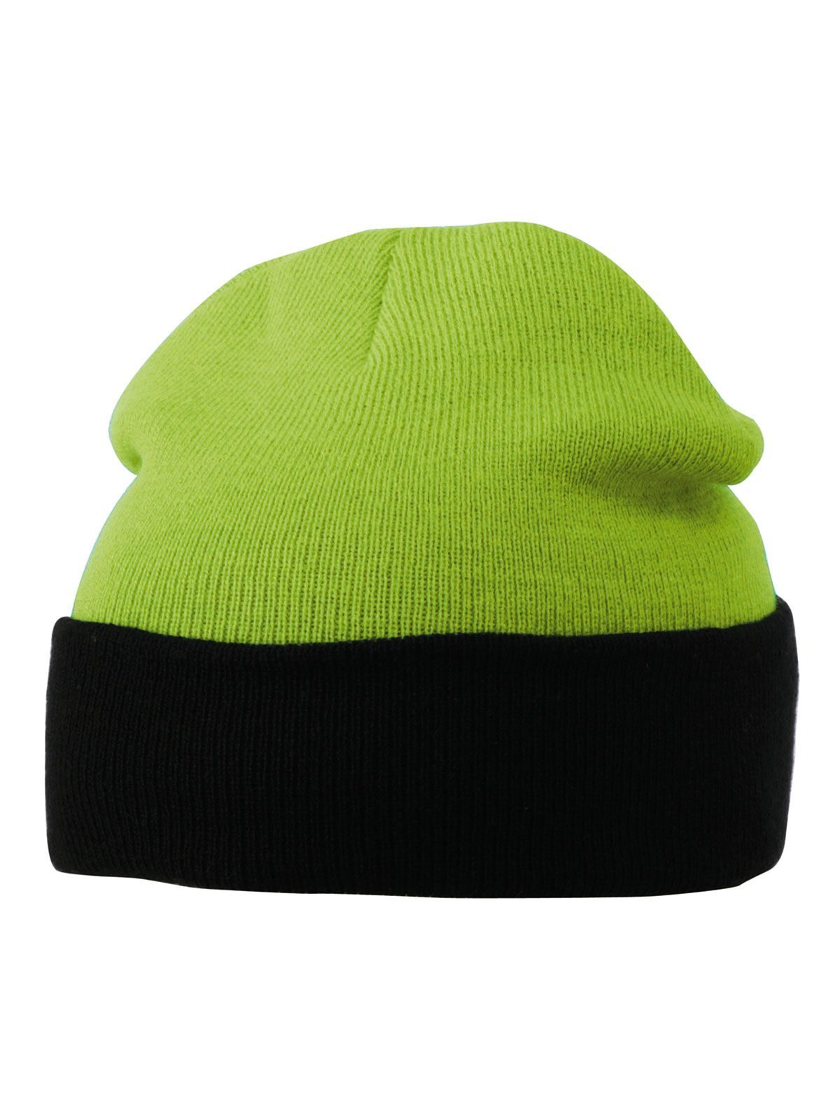 Beanies Knitted Cap lime-green/Schwarz bestickbar und bedruckbar – LA1970
