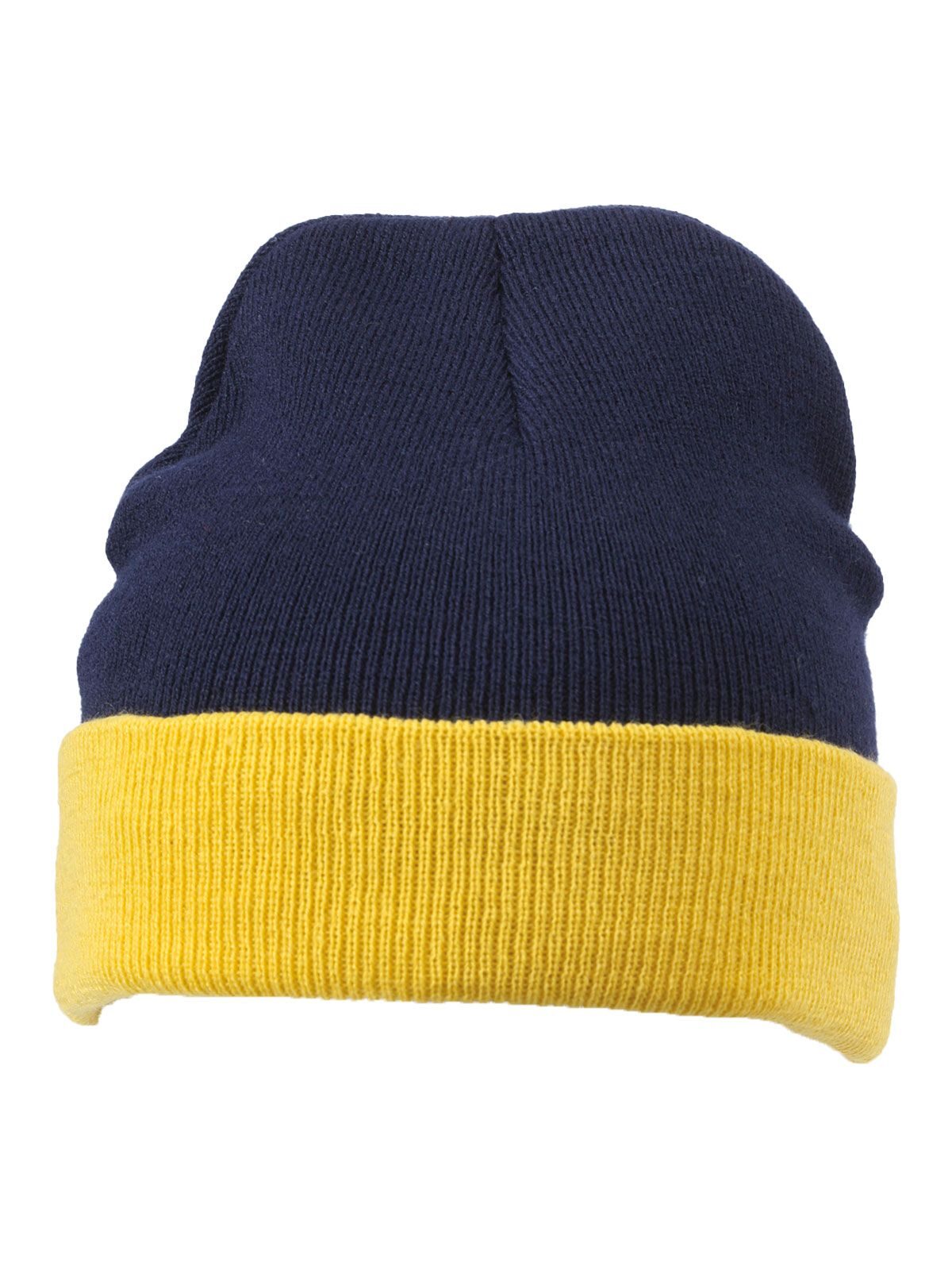 Beanies Knitted Cap Marineblau/gold-yellow bestickbar und bedruckbar – LA1970