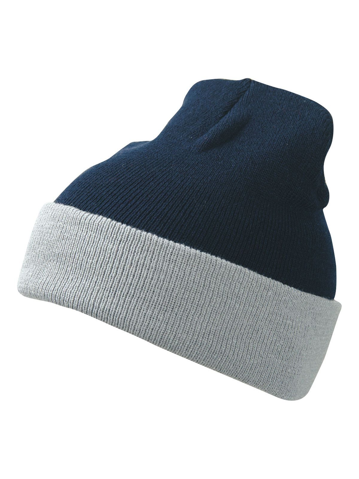 Beanies Knitted Cap Marineblau/Grau bestickbar und bedruckbar – LA1970