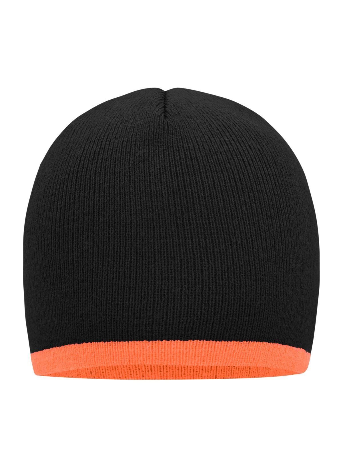 Beanies Beanie with Contrasting Border Schwarz/orange bestickbar und bedruckbar – LA1970