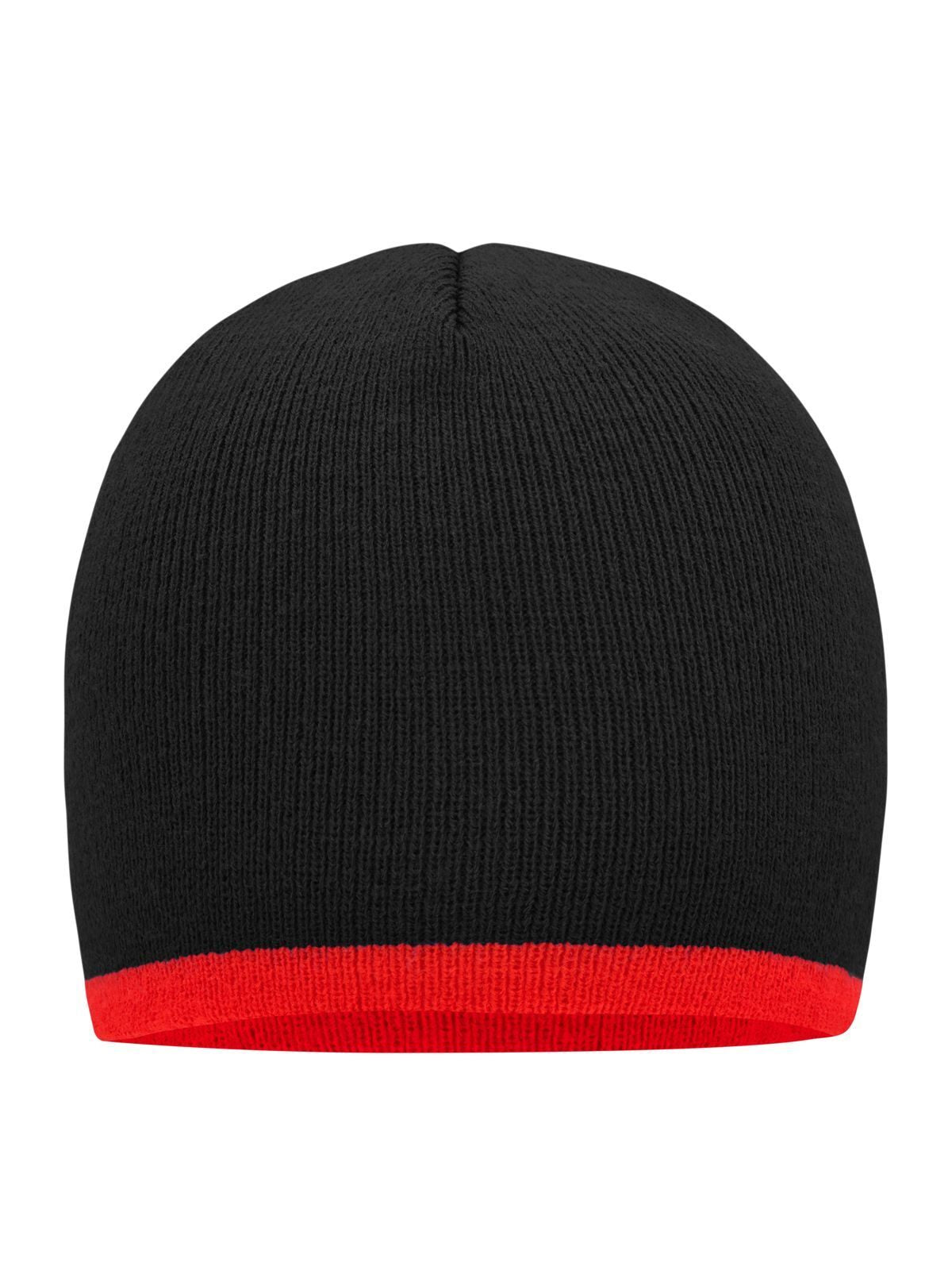 Beanies Beanie with Contrasting Border Schwarz/Rot bestickbar und bedruckbar – LA1970