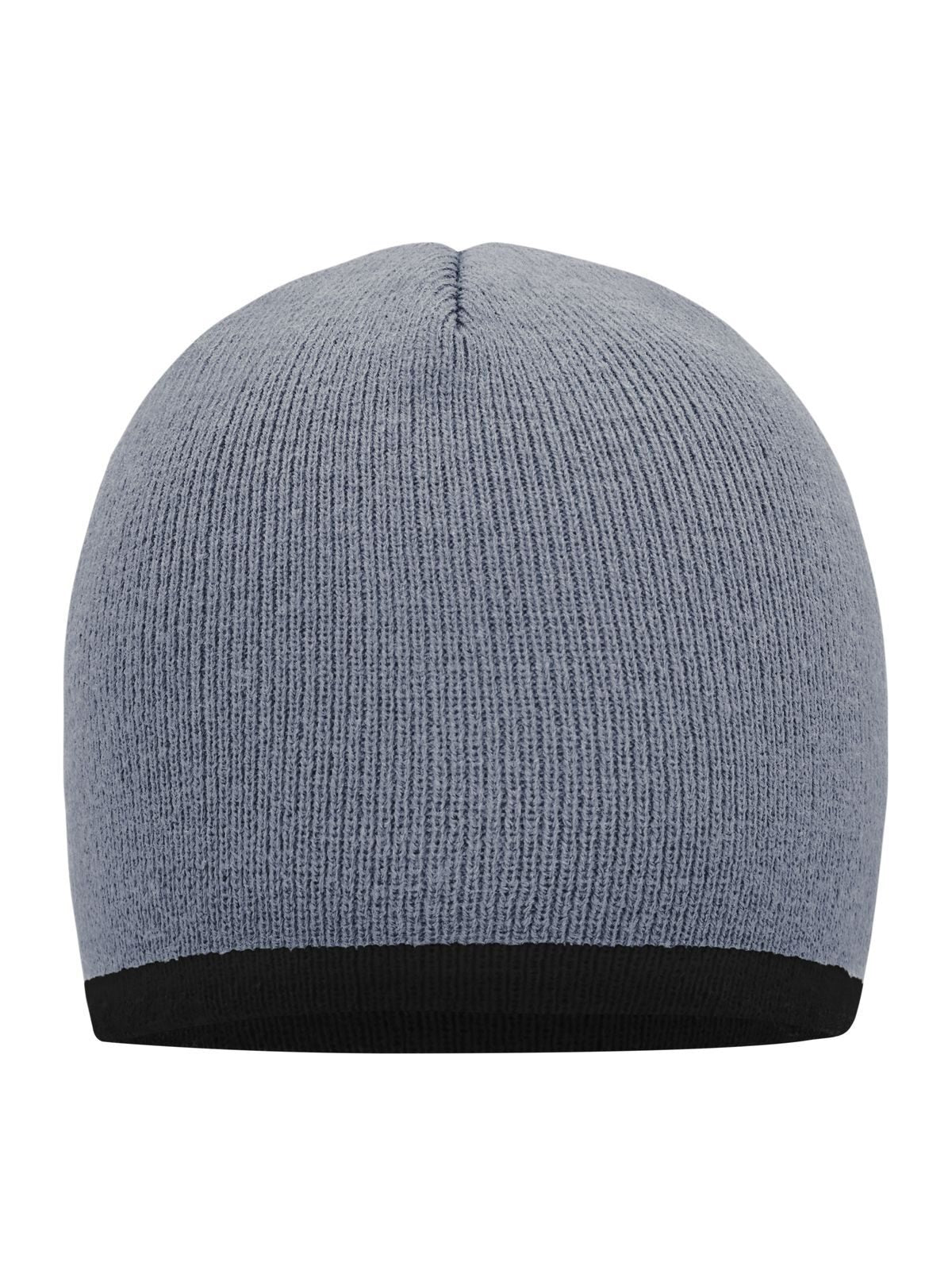 Beanies Beanie with Contrasting Border light-Grau/Schwarz bestickbar und bedruckbar – LA1970
