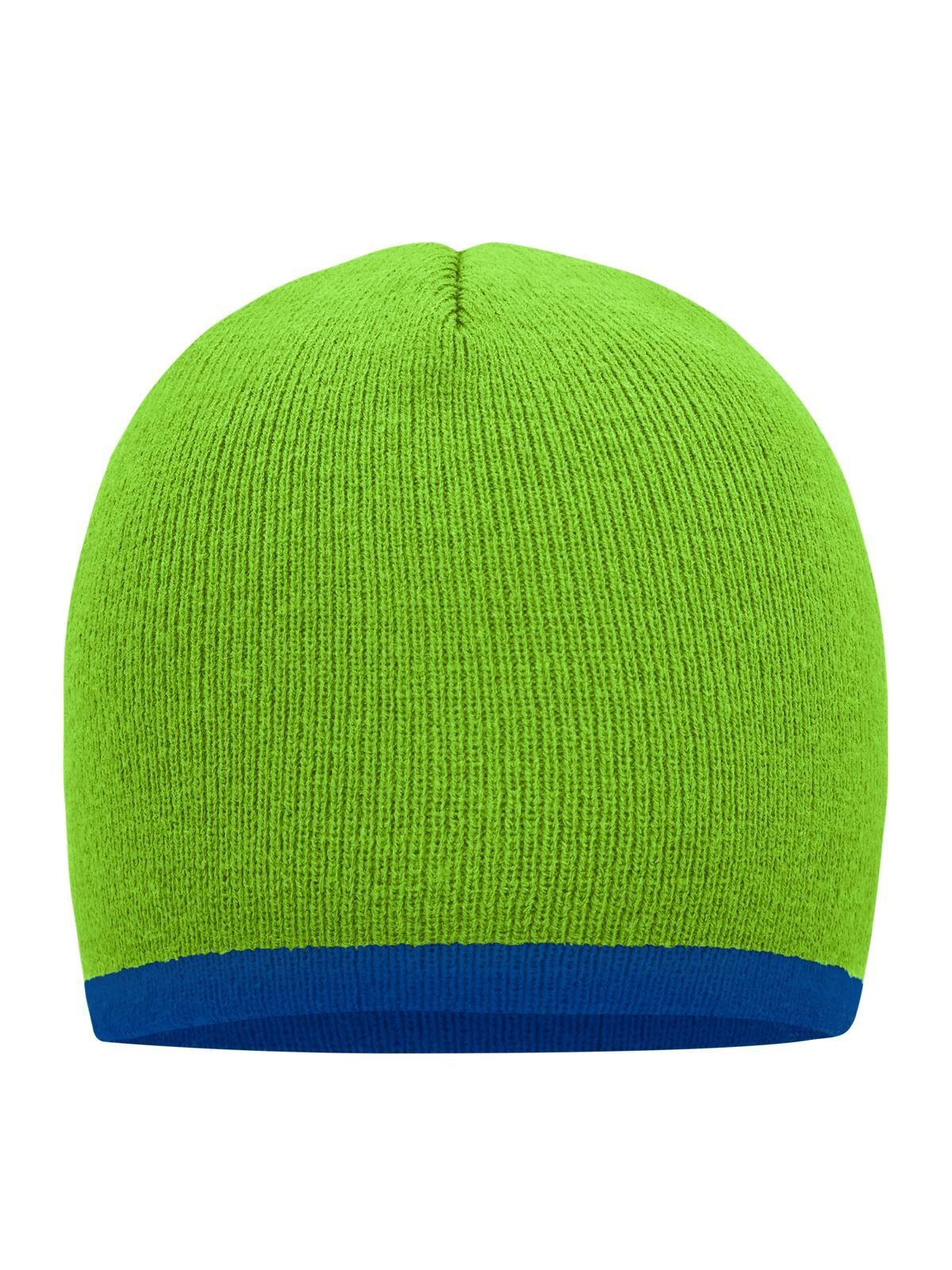 Beanies Beanie with Contrasting Border lime-green/Royalblaublau bestickbar und bedruckbar – LA1970