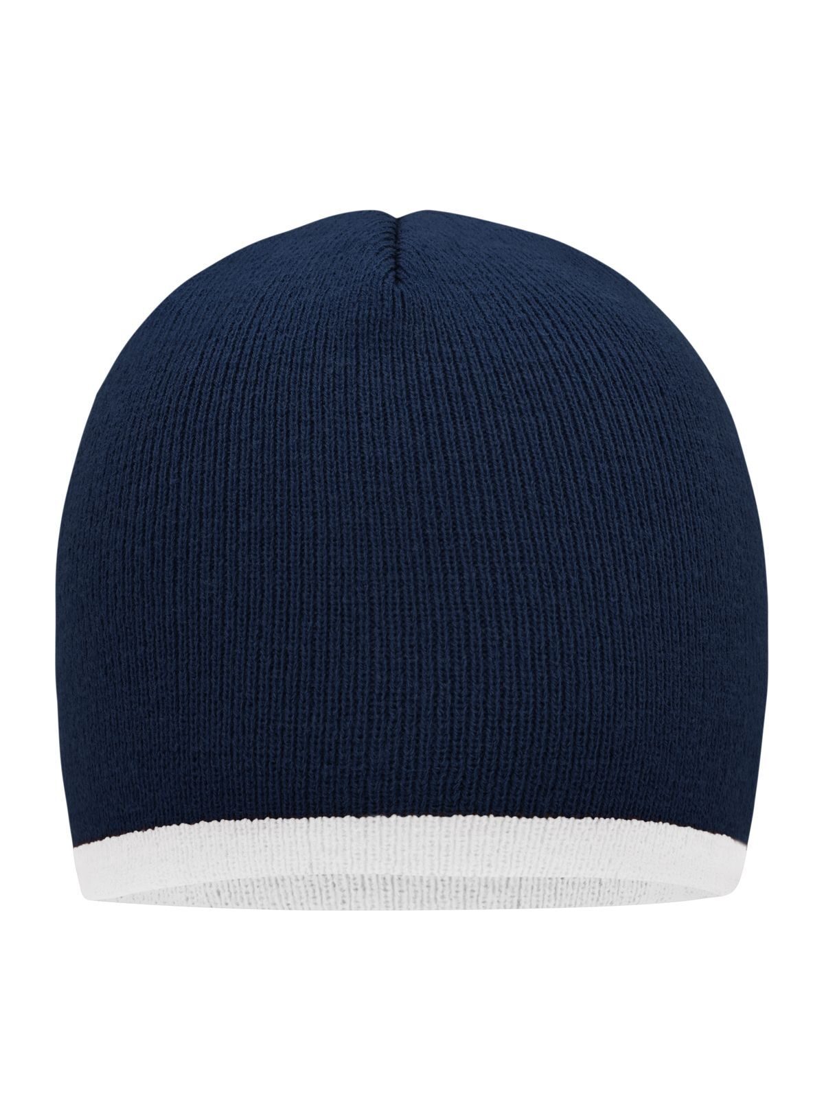 Beanies Beanie with Contrasting Border Marineblau/Weiß bestickbar und bedruckbar – LA1970
