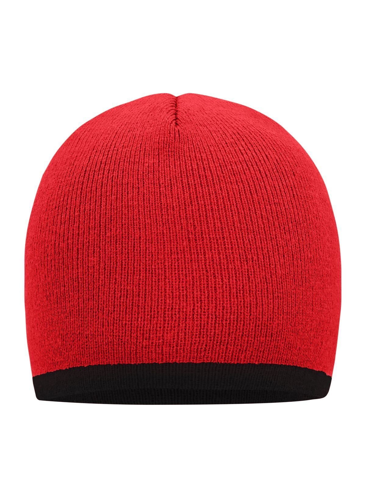 Beanies Beanie with Contrasting Border Rot/Schwarz bestickbar und bedruckbar – LA1970