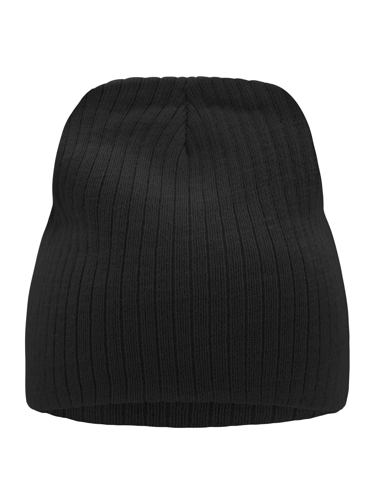 Beanies Rib Beanie Schwarz bestickbar und bedruckbar – LA1970