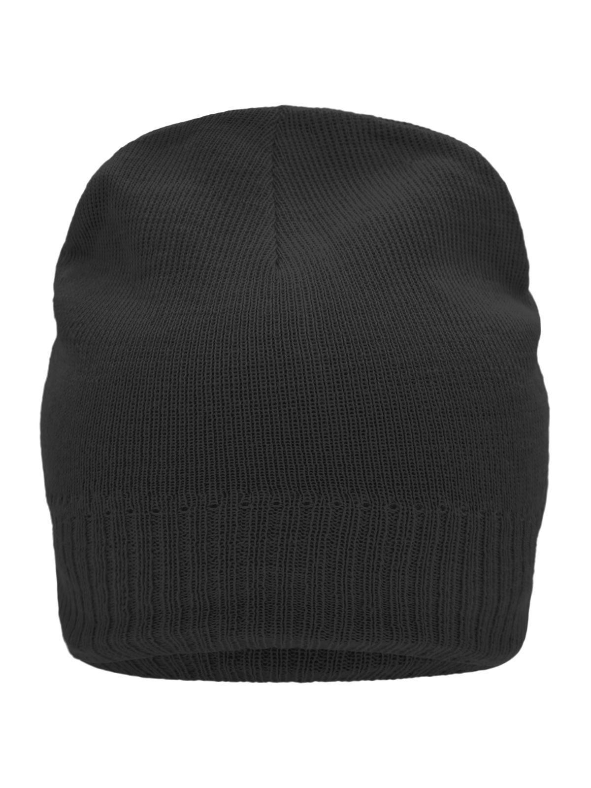 Beanies Knitted Beanie with Fleece Inset Schwarz bestickbar und bedruckbar – LA1970