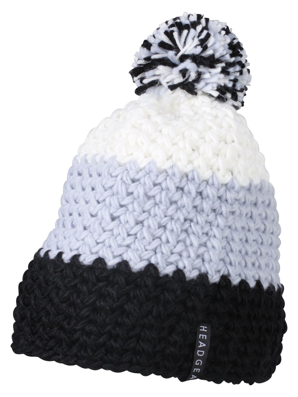 Beanies Crocheted Cap with Pompon Schwarz/silver/Weiß bestickbar und bedruckbar – LA1970
