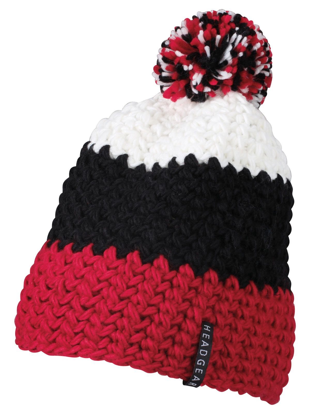 Beanies Crocheted Cap with Pompon Rot/Schwarz/Weiß bestickbar und bedruckbar – LA1970