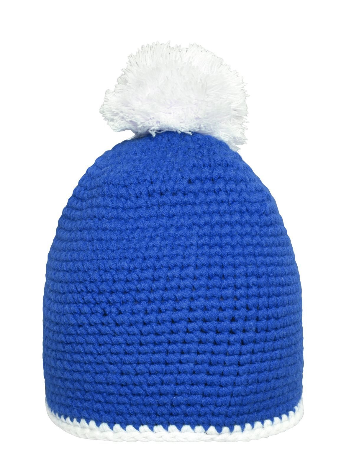 Beanies Pompon Hat with Contrast Stripe blue/Weiß bestickbar und bedruckbar – LA1970