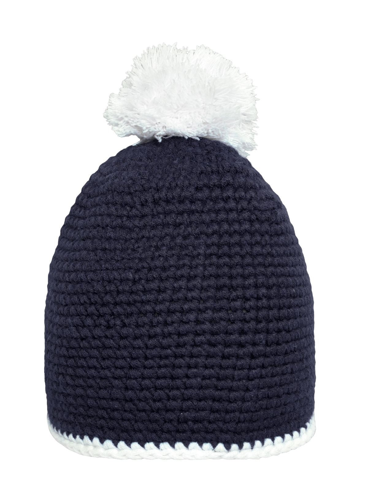 Beanies Pompon Hat with Contrast Stripe Marineblau/Weiß bestickbar und bedruckbar – LA1970