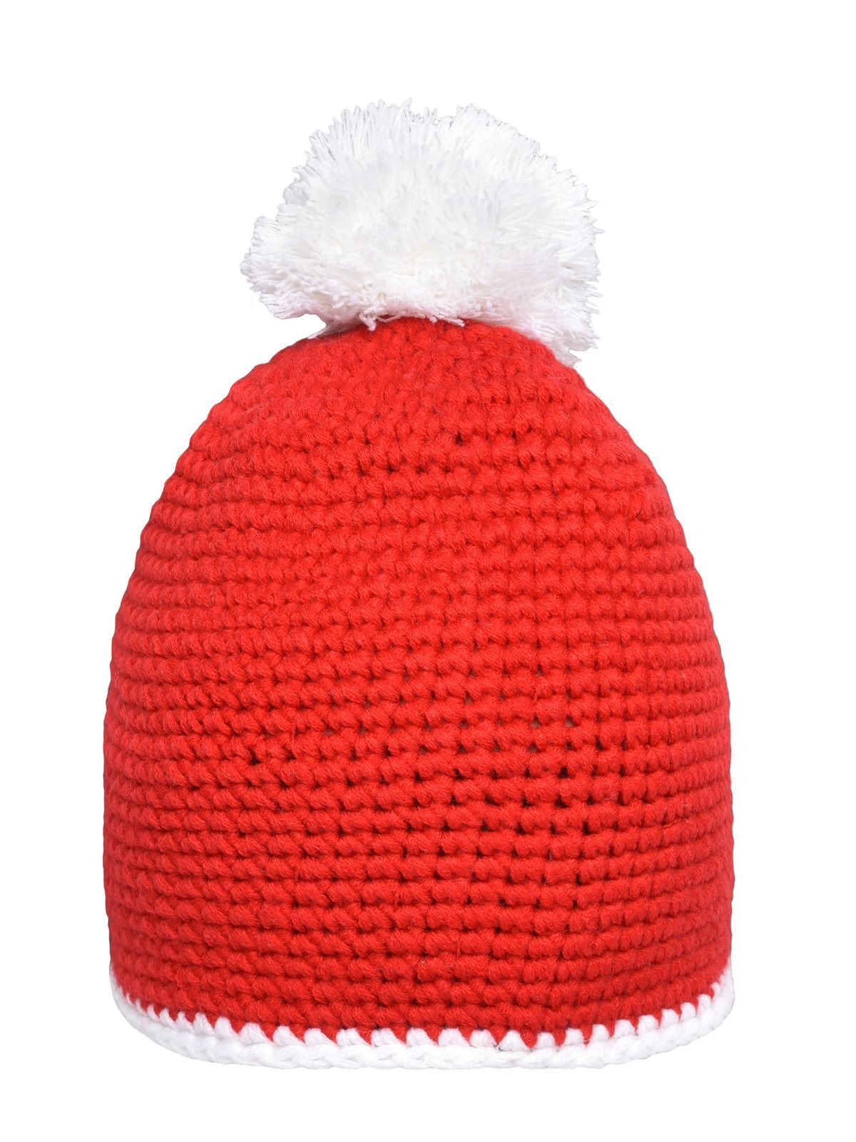 Beanies Pompon Hat with Contrast Stripe Rot/Weiß bestickbar und bedruckbar – LA1970