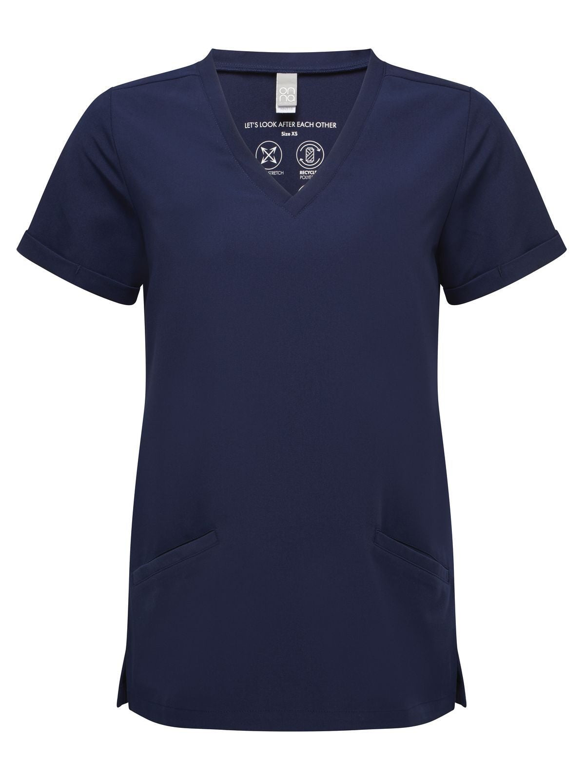 'Invincible' Women's -Stretch Tunic Damen Schürze / Kasack – Onna – Farbe Navy – individuell veredelbar