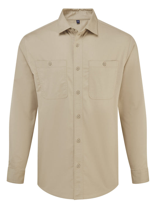 'Utility 2.0' Service Shirt Herren Hemd / Bluse – Premier – Farbe Khaki – individuell veredelbar
