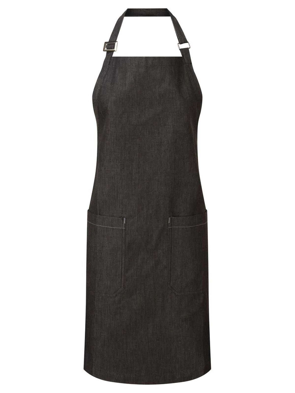 Organic Denim Fairtrade Bib Apron Herren Schürze / Kasack – Premier – Farbe black denim – individuell veredelbar