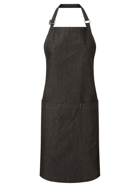 Organic Denim Fairtrade Bib Apron Herren Schürze / Kasack – Premier – Farbe black denim – individuell veredelbar