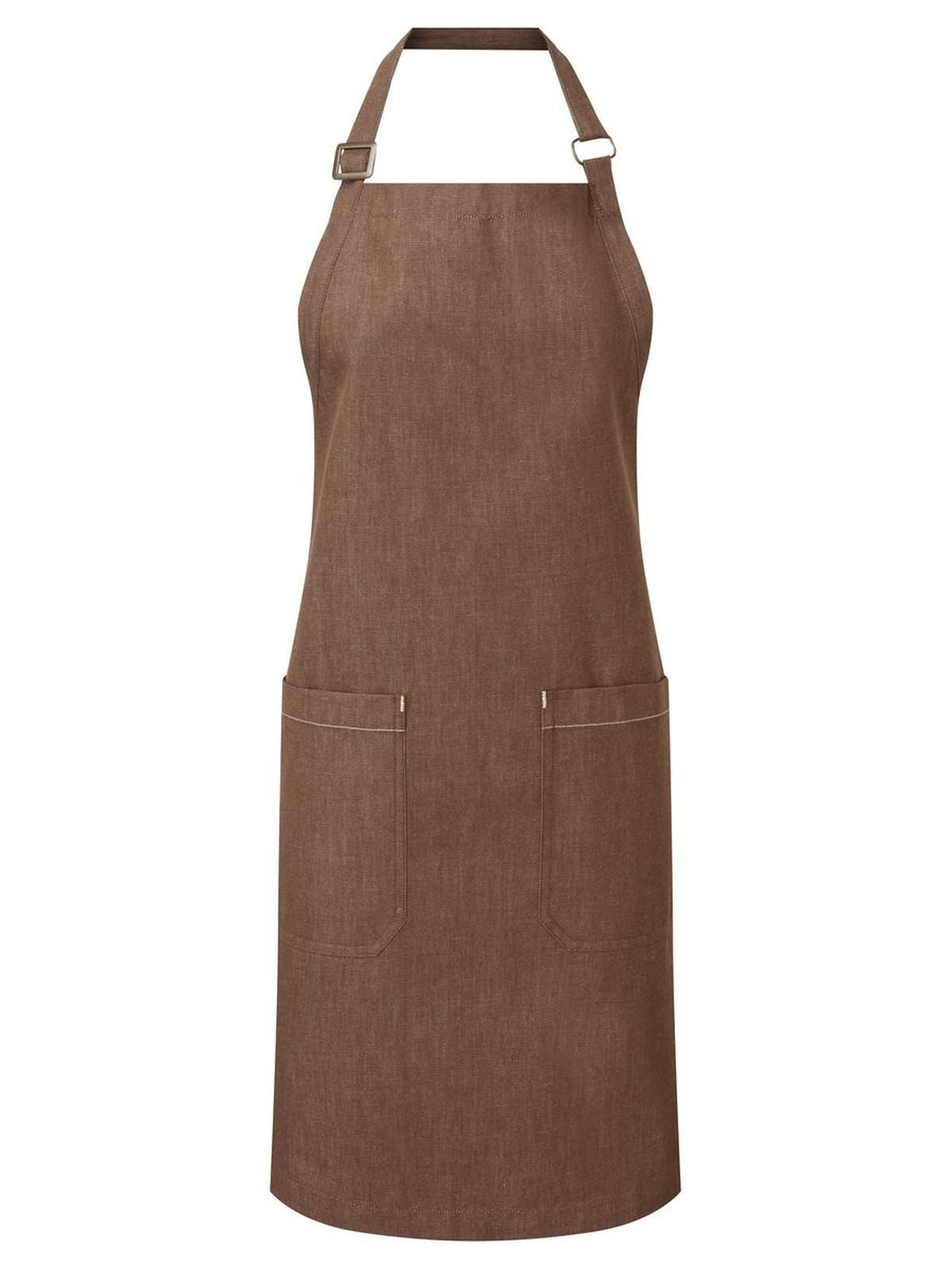 Organic Denim Fairtrade Bib Apron Herren Schürze / Kasack – Premier – Farbe brown denim – individuell veredelbar