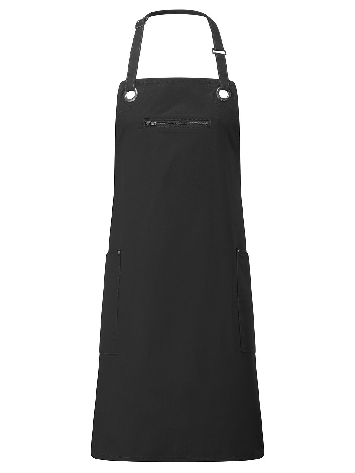 'Barley' Contrast Stitch Sustainable Bib Apron Schürze / Kasack – Premier – Farbe black/charcoal – individuell veredelbar