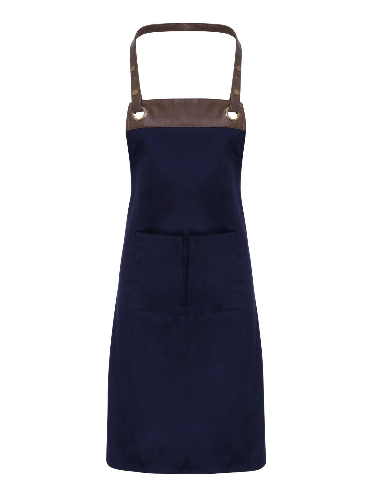 Espresso Bib Apron Schürze / Kasack – Premier – Farbe navy/brown – individuell veredelbar
