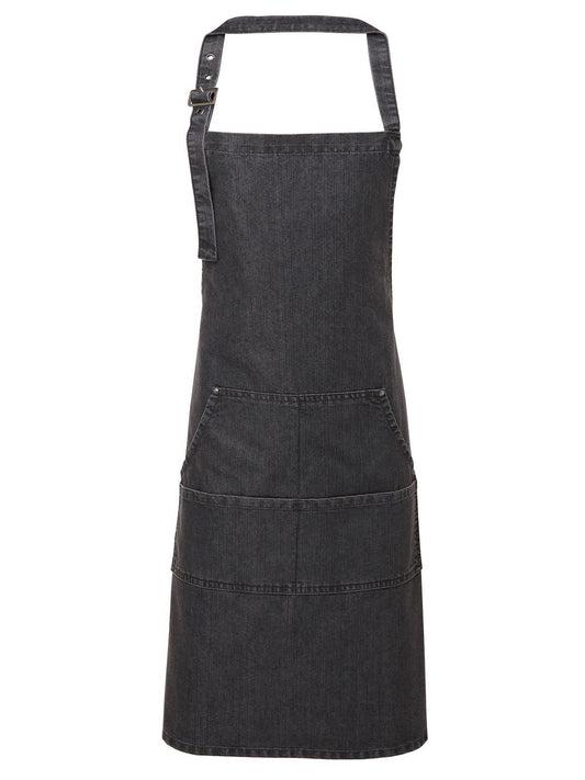 Jeans Stitch Denim Bib Apron Schürze / Kasack – Premier – Farbe black denim – individuell veredelbar