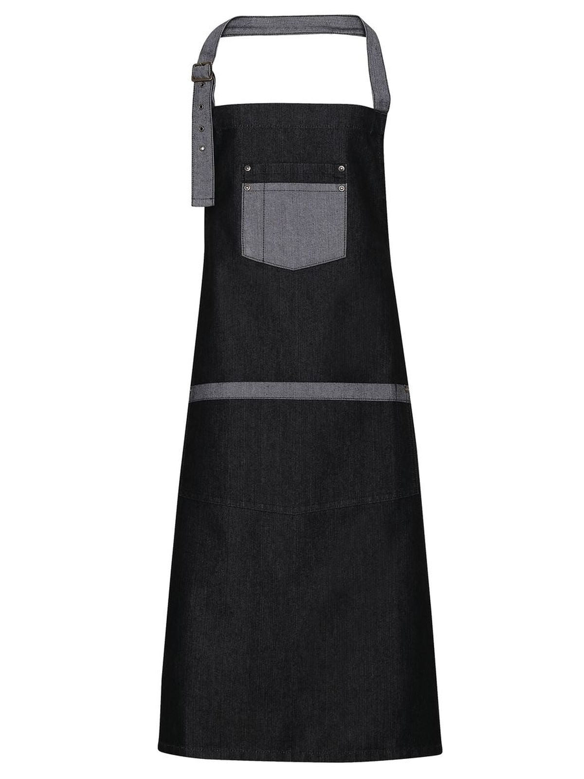 Domain Contrast Denim Bib Apron Schürze / Kasack – Premier – Farbe black denim – individuell veredelbar