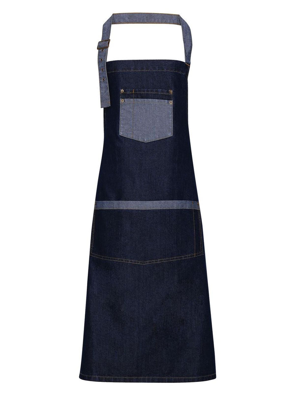 Domain Contrast Denim Bib Apron Schürze / Kasack – Premier – Farbe indigo denim – individuell veredelbar