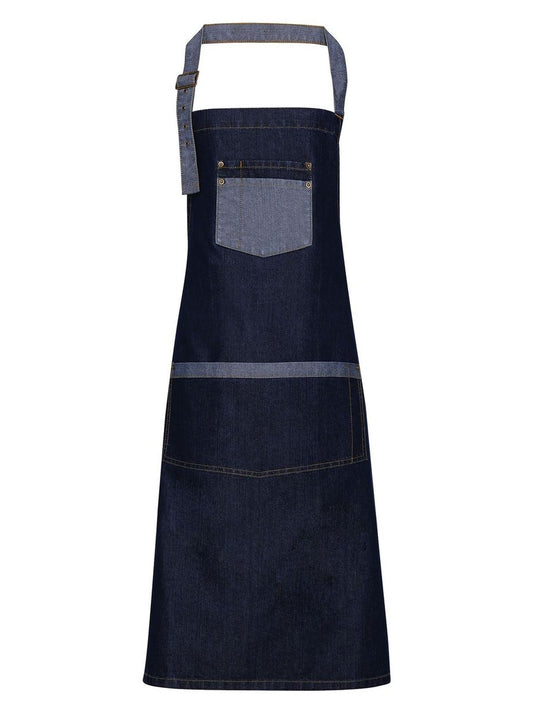Domain Contrast Denim Bib Apron Schürze / Kasack – Premier – Farbe indigo denim – individuell veredelbar