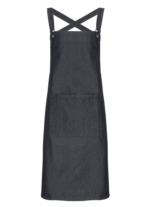 Cross Back "Barista" Bib Apron Schürze / Kasack – Premier – Farbe black denim – individuell veredelbar