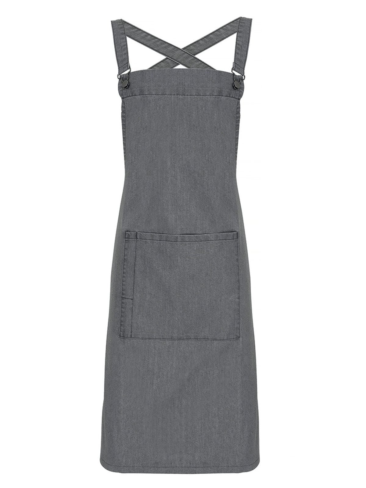 Cross Back "Barista" Bib Apron Schürze / Kasack – Premier – Farbe grey denim – individuell veredelbar