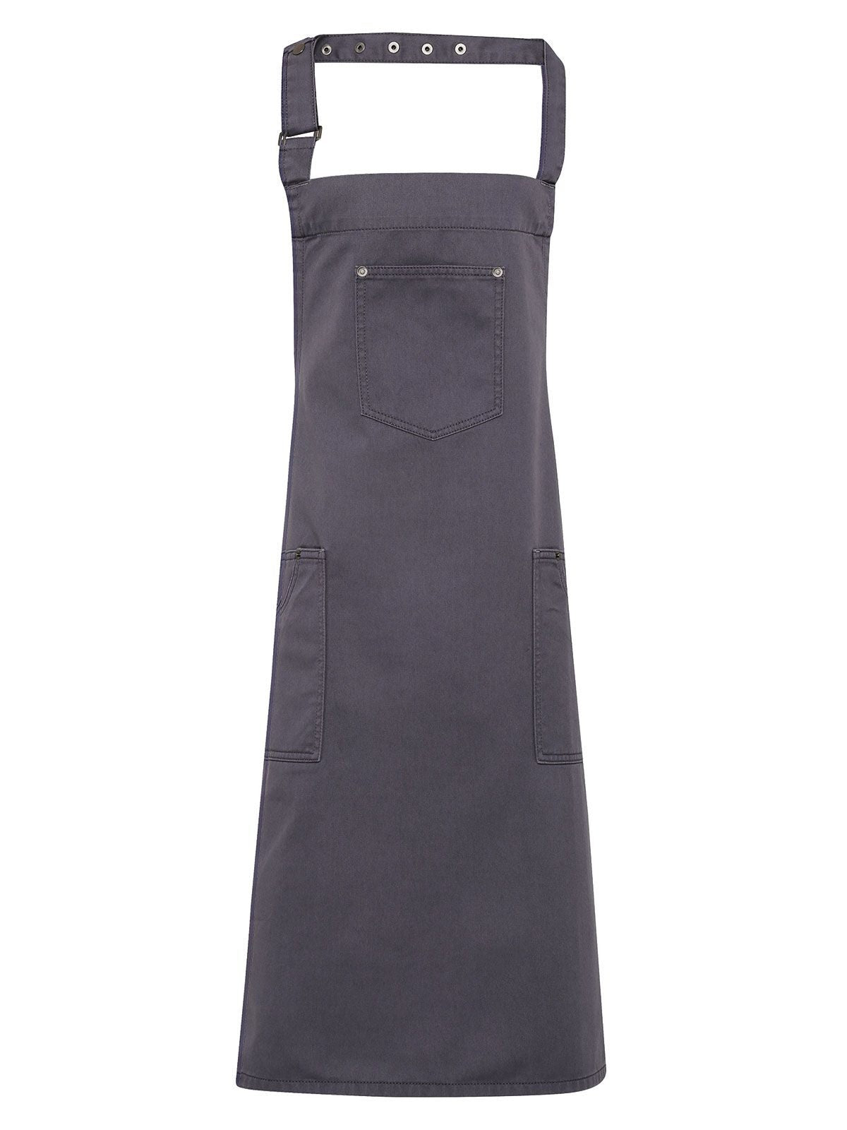Cotton Chino Bib Apron Schürze / Kasack – Premier – Farbe steel – individuell veredelbar