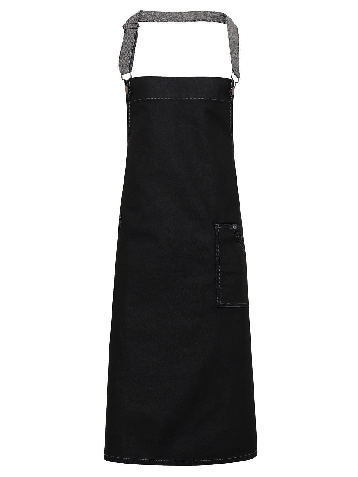 District Waxed Look Denim Bib Apron Schürze / Kasack – Premier – Farbe black denim – individuell veredelbar