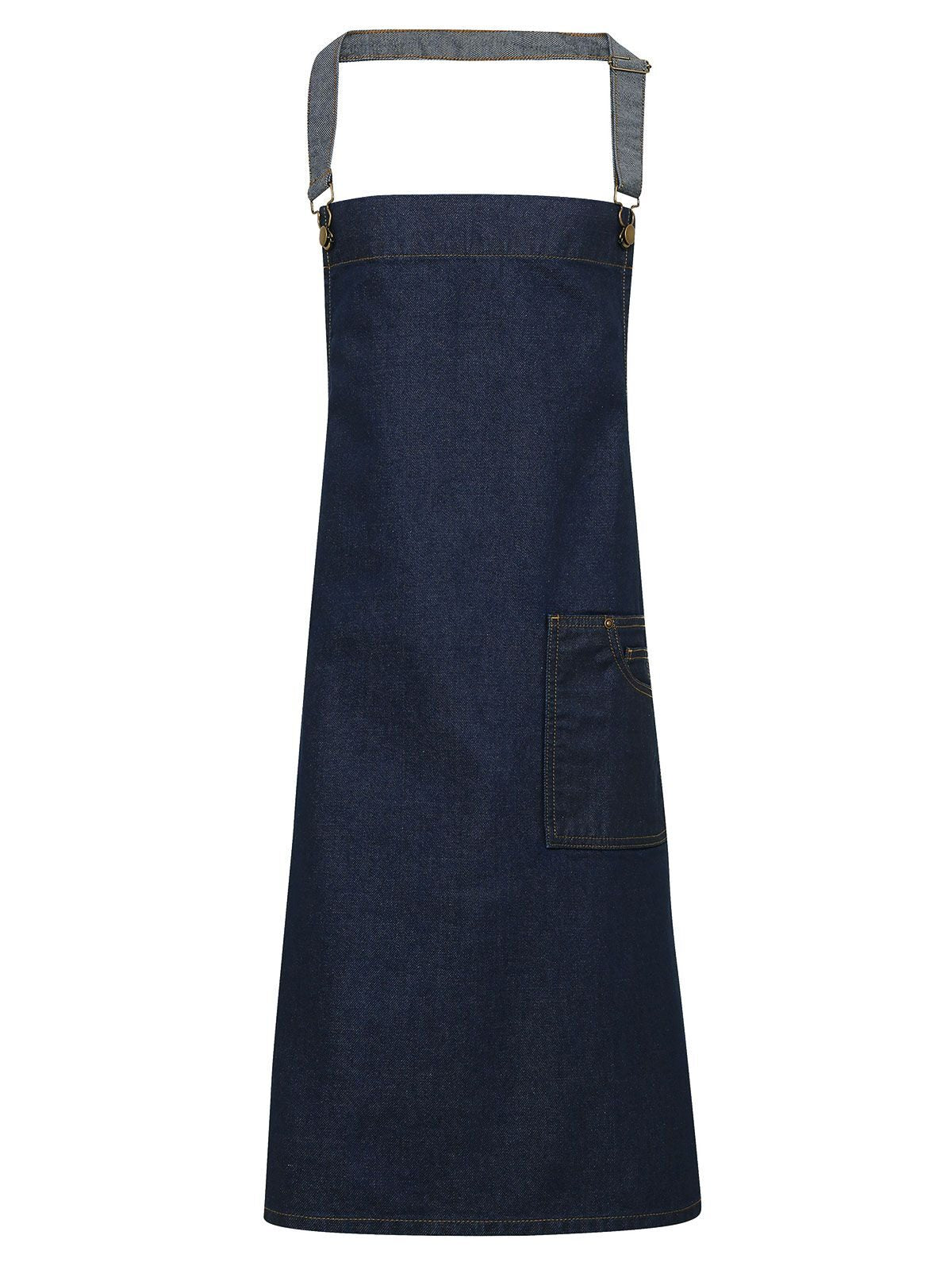 District Waxed Look Denim Bib Apron Schürze / Kasack – Premier – Farbe indigo denim – individuell veredelbar