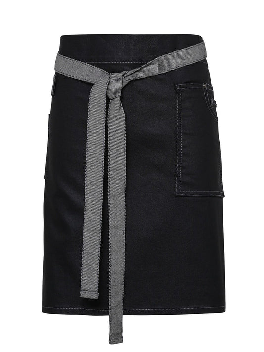 Division Waxed Look Denim Waist Apron Herren Schürze / Kasack – Premier – Farbe black denim – individuell veredelbar