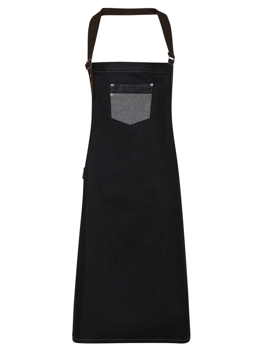 Division Waxed Look Denim With Faux Leather Herren Schürze / Kasack – Premier – Farbe black denim – individuell veredelbar