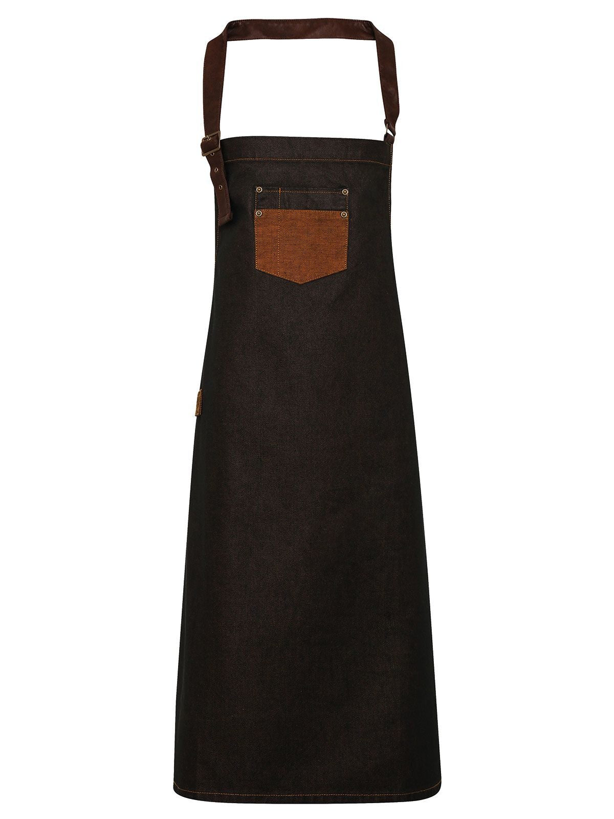 Division Waxed Look Denim With Faux Leather Herren Schürze / Kasack – Premier – Farbe black/ tan denim – individuell veredelbar