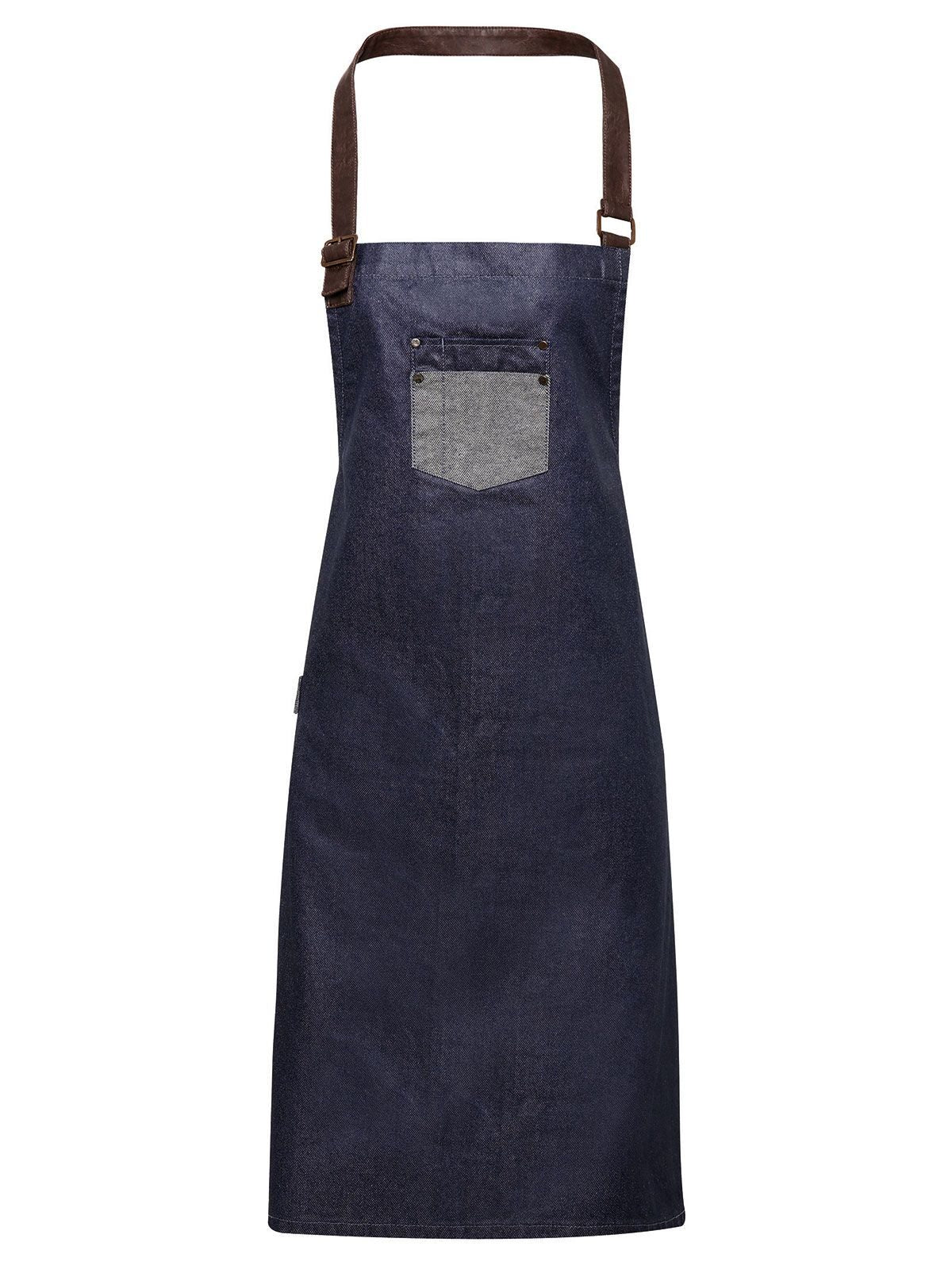 Division Waxed Look Denim With Faux Leather Herren Schürze / Kasack – Premier – Farbe indigo denim – individuell veredelbar