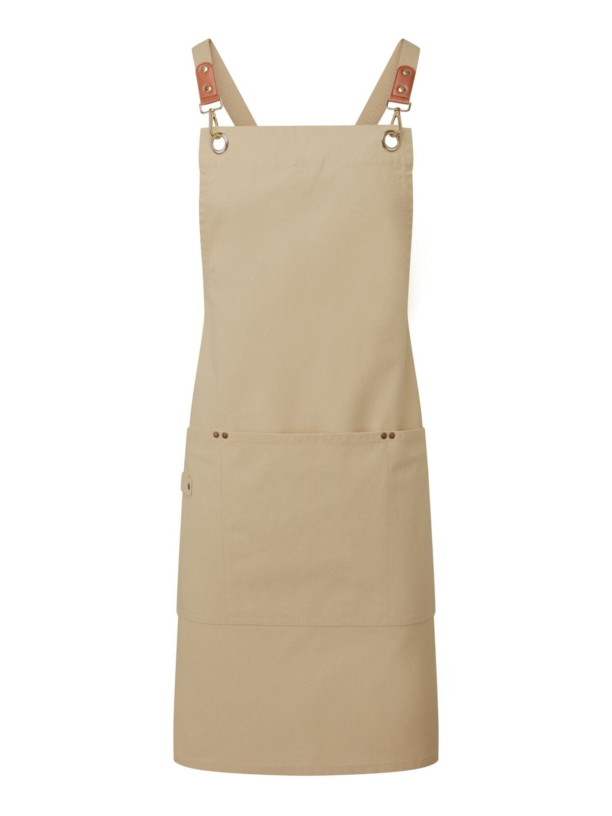 Clip & Clasp' Cross-Back Bib Apron Schürze / Kasack – Premier – Farbe Khaki – individuell veredelbar
