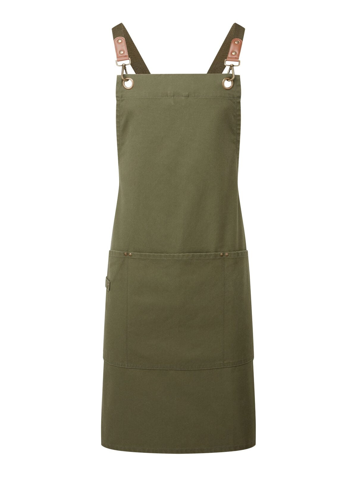Clip & Clasp' Cross-Back Bib Apron Schürze / Kasack – Premier – Farbe Olive – individuell veredelbar
