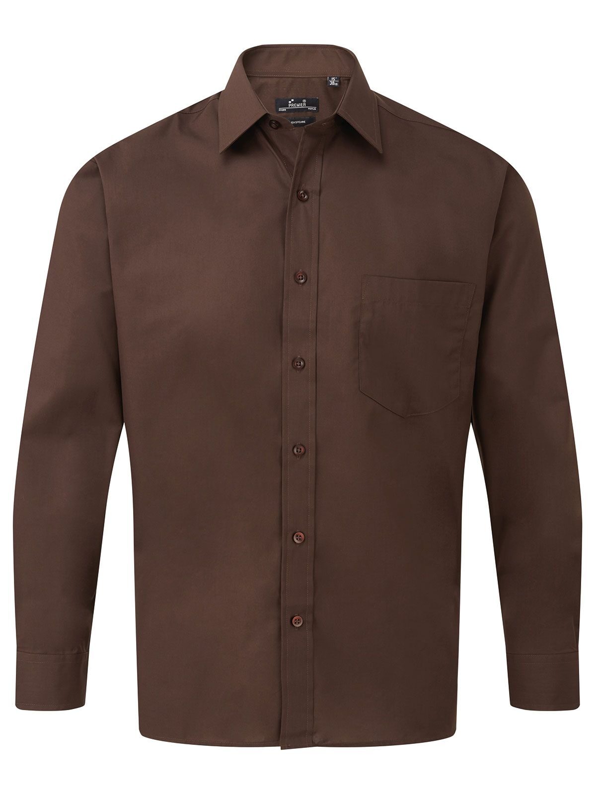 Long Sleeve Poplin Shirt Herren Hemd / Bluse – Premier – Farbe Braun – individuell veredelbar