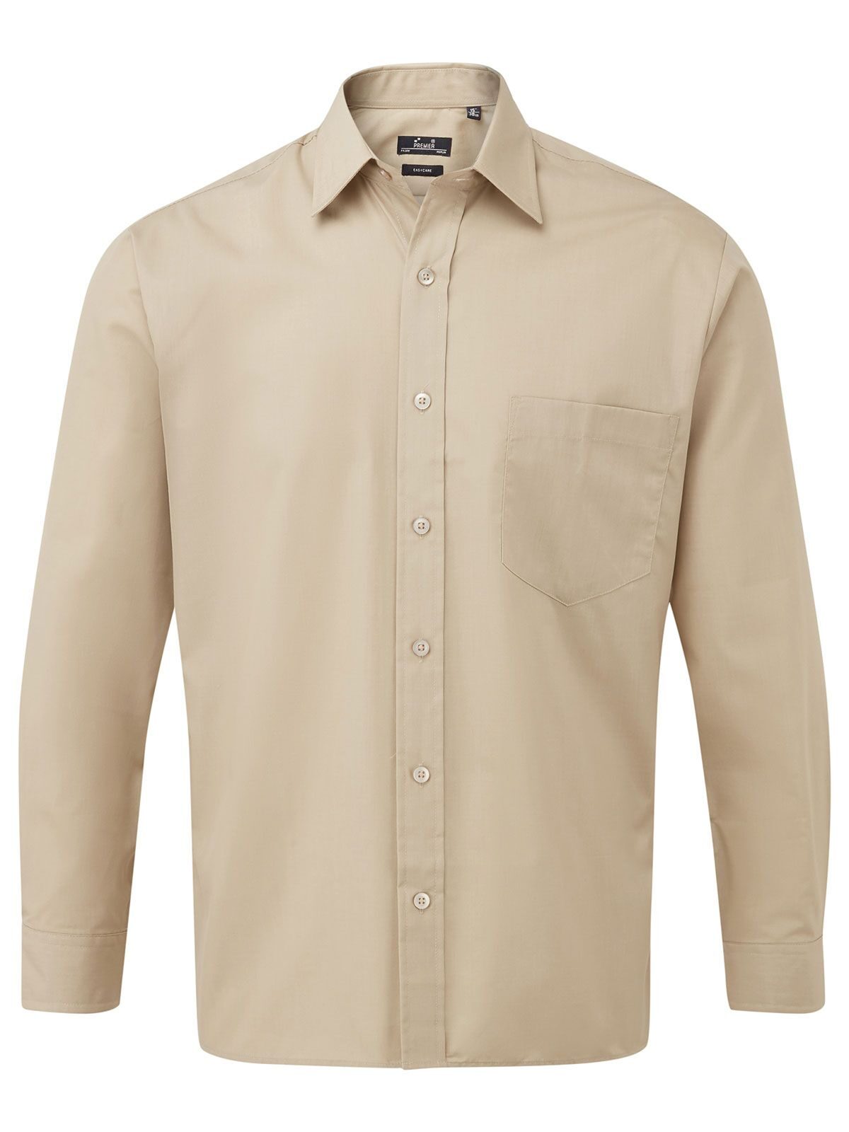 Long Sleeve Poplin Shirt Herren Hemd / Bluse – Premier – Farbe Khaki – individuell veredelbar